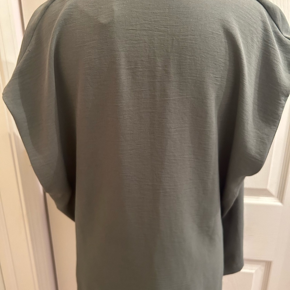Zara Army Green Wrap Blouse, Size XL - Picture 2 of 7